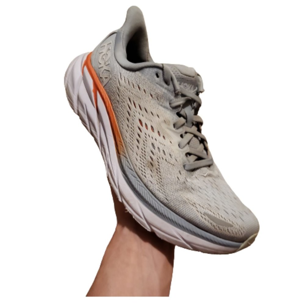Hoka One One Clifton 8 Running Shoes Sneakers Gray Women's 8.5D Athletic Outdoor